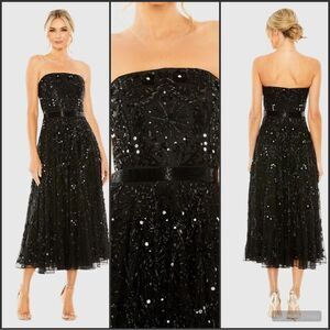 MAC DUGGAL 93898 Black Strapless Embellished A Line Dress